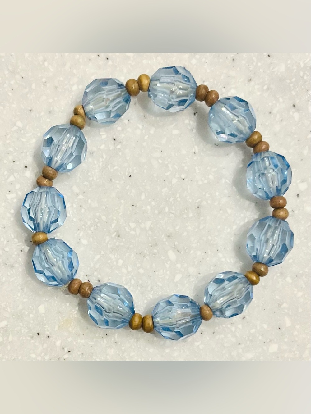 Vintage Y2K Light Blue Faceted Bead Stretch Bracelet